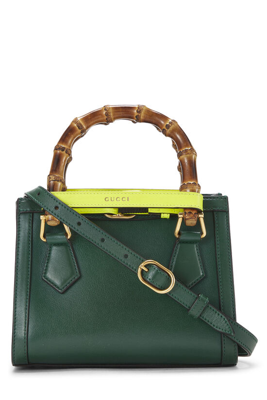 Green Leather Diana Bamboo Handbag Mini, , large image number 3