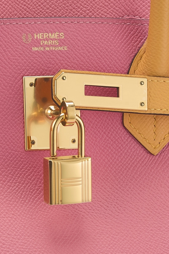 Rose Azalee & Juane d'or Epsom Horseshoe Birkin 30, , large image number 7