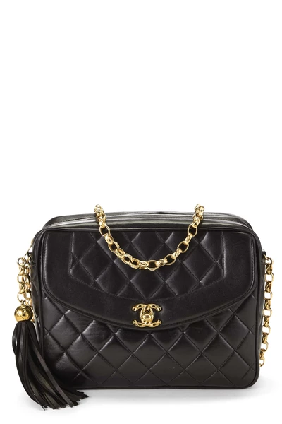 Black Lambskin Pocket Camera Bag Medium