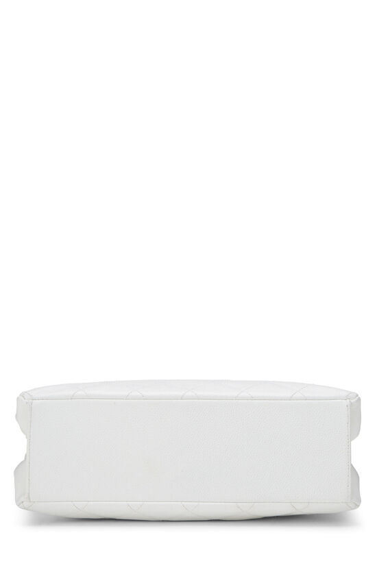 White Quilted Caviar Wooden Bar Shoulder Bag, , large image number 5