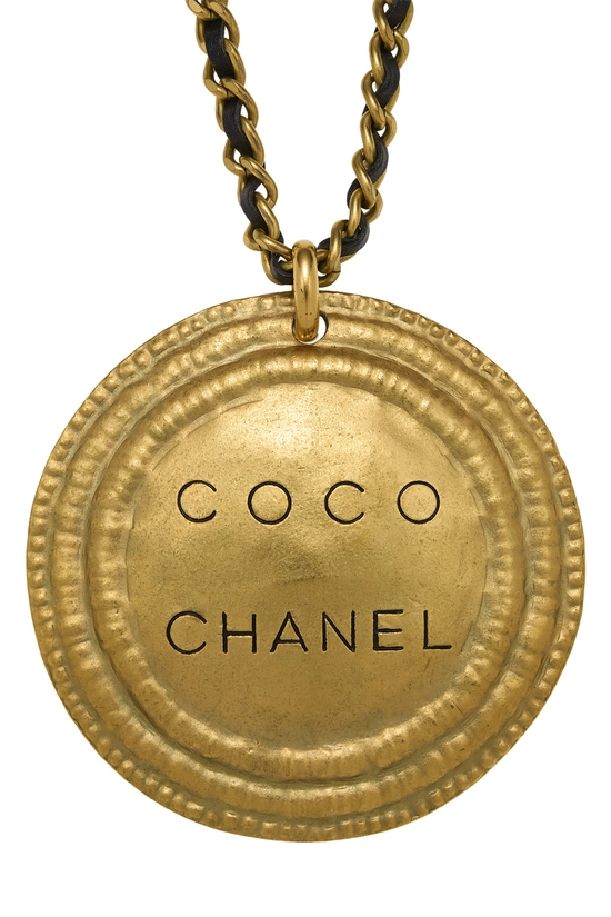 Black & Gold Medallion Necklace Large, , large image number 1