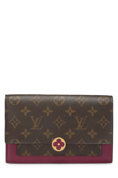 Louis Vuitton Raspberry Monogram Canvas Flore Wallet On Chain (WOC)