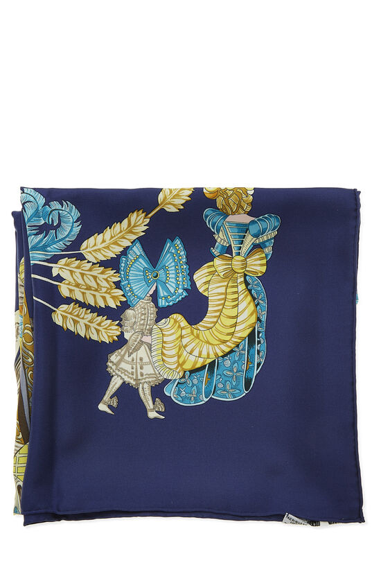 Blue & Multicolor 'Chapeau' Silk Scarf 90, , large image number 2