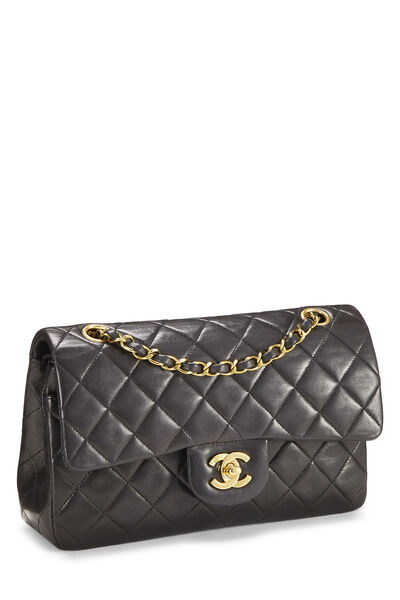 Black Quilted Lambskin Classic Double Flap Small, , large