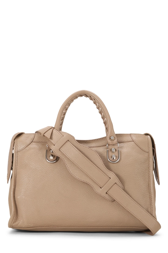 Beige Calfskin Leather Metallic Edge City Bag, , large image number 3