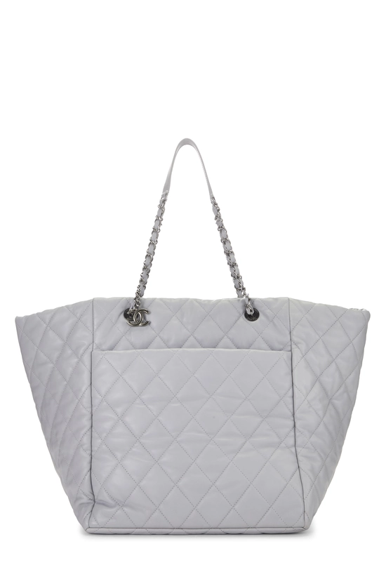 Grey Quilted Lambskin Shopping Tote Large, , large image number 0