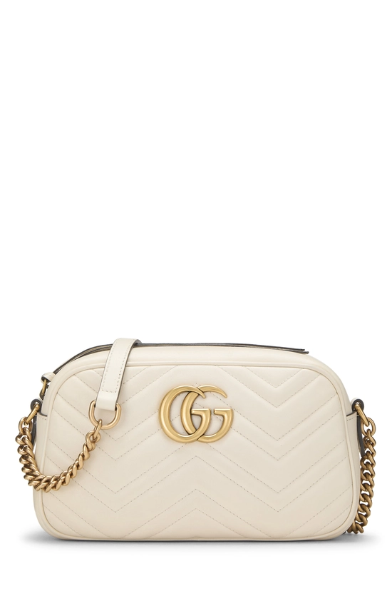 White Leather GG Marmont Crossbody Bag Small, , large image number 0