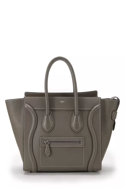 Grey Drummed Calfskin Luggage Micro