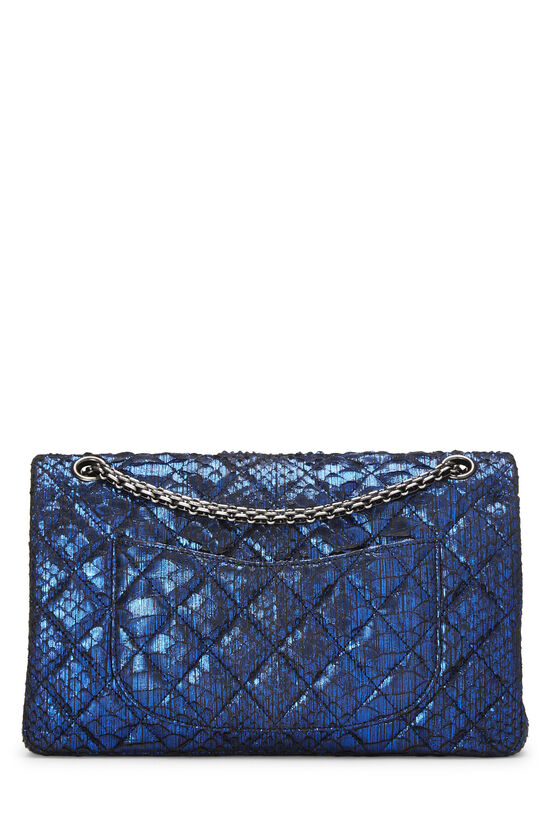 Pre-owned Chanel Mini Rectangular Flap Bag Blue Tweed Silver