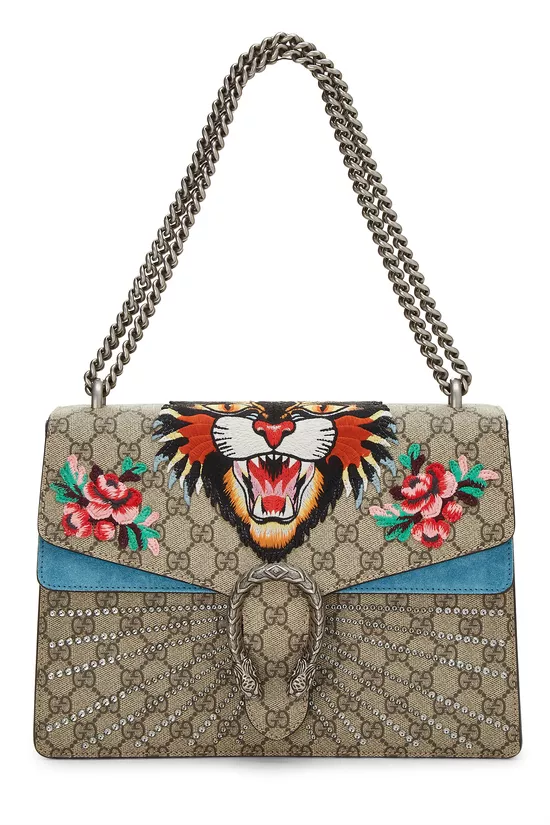 Original GG Supreme Crystal Embellished Tiger Dionysus Shoulder Bag Medium, , large image number 0