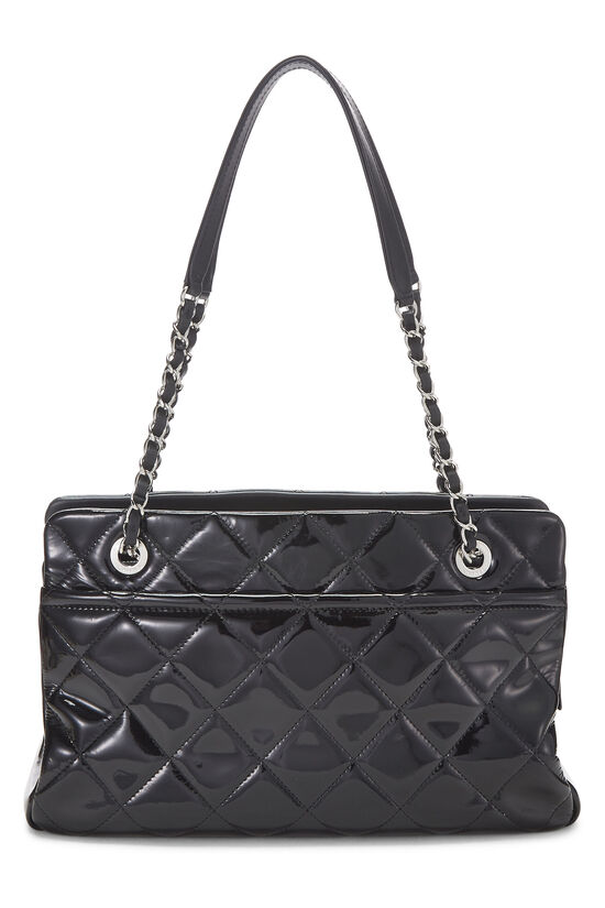Black Quilted Patent Leather Timeless CC Tote Medium, , large image number 3
