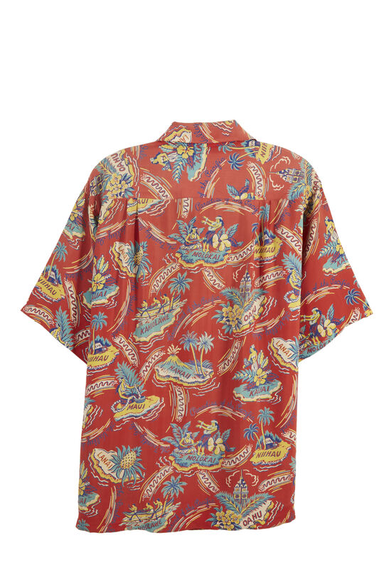 Red Graphic Malihini Hawaiian Shirt, , large image number 1
