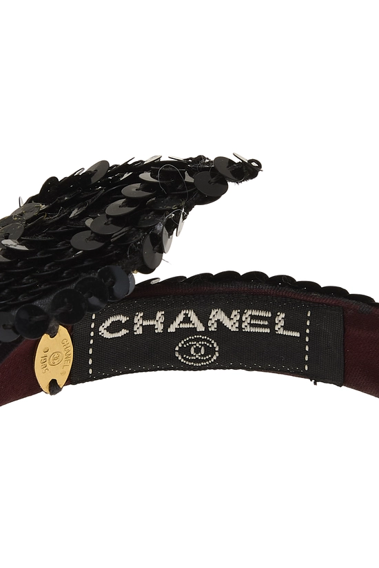 Black Sequin Bow Headband, , large image number 2