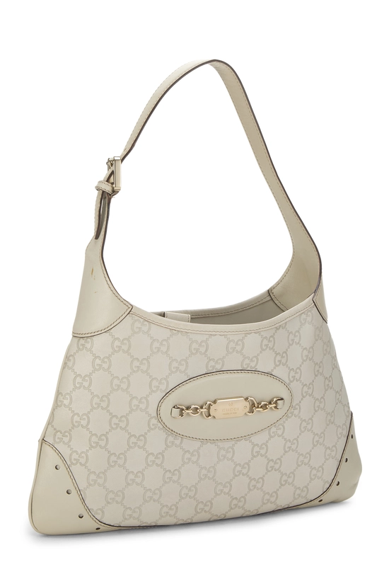 White Guccissima Leather Punch Hobo, , large image number 1