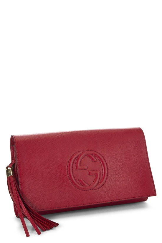 Red Leather Soho Clutch, , large image number 1