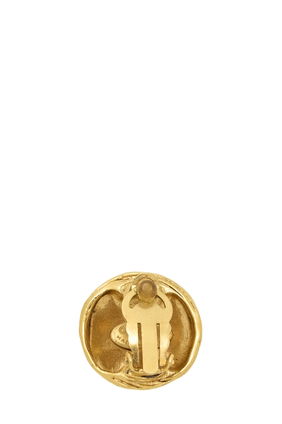 Gold 'CC' Button Earrings, , large image number 1