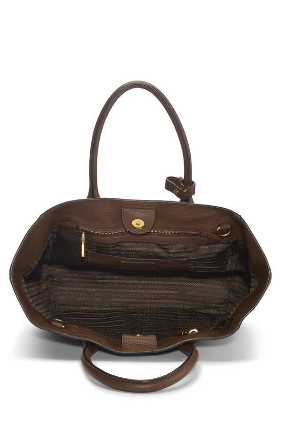 Brown Vitello Daino Convertible Open Tote Medium, , large image number 5