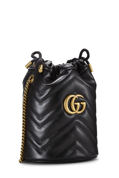 Gucci Black Leather GG Marmont Bucket Bag Mini — photo 2