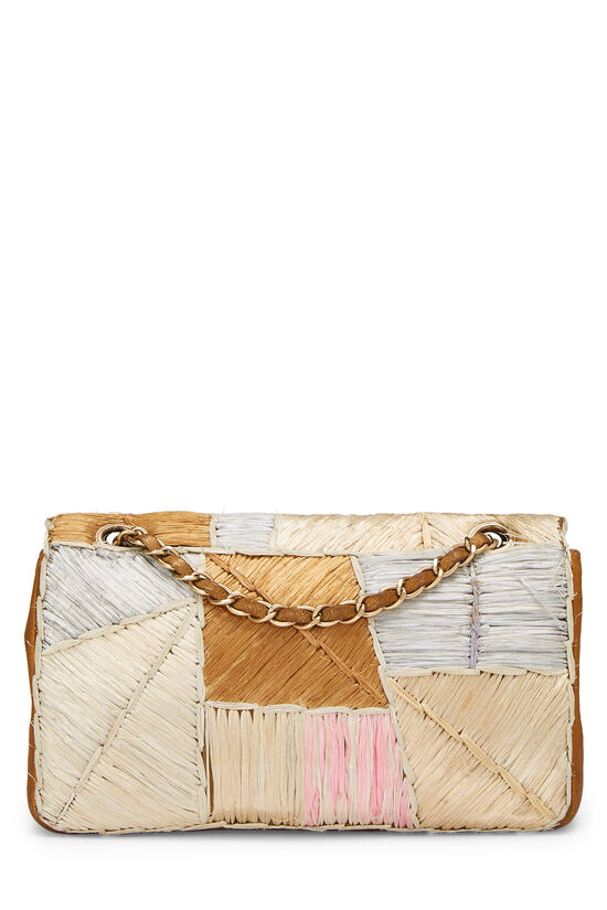 Multicolor Patchwork Raffia Classic Flap Small, , large image number 5