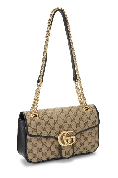 Black Original GG Canvas Marmont Shoulder Bag Small, , large