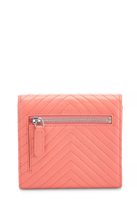 Orange Chevron Lambskin Compact Wallet, , large image number 2