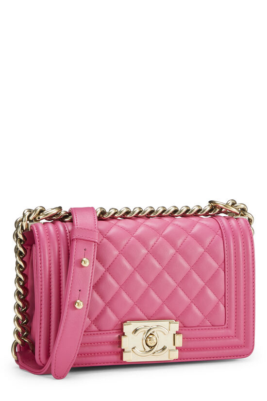 Pink Quilted Lamsbkin Boy Bag Small , , large image number 2