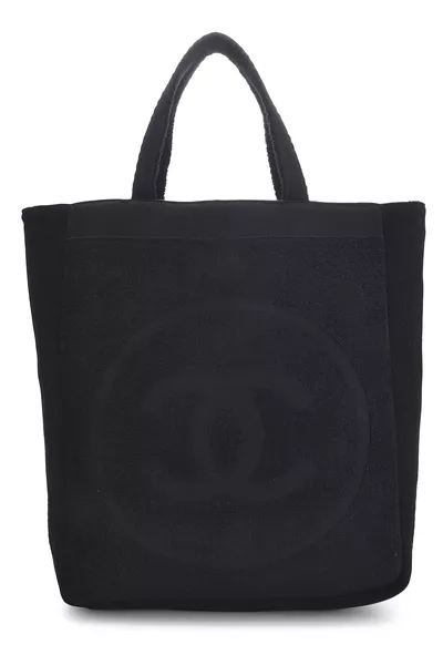 Black Terry Cloth 'CC' Beach Set