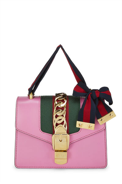Pink Leather Web Sylvie Chain Bag 