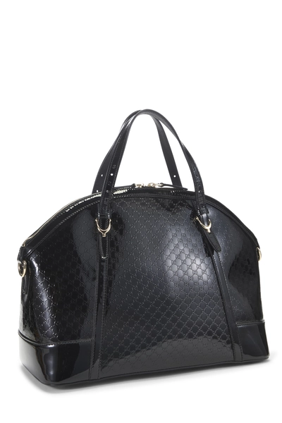 Black Patent Microguccissima Nice Top Handle Bag Medium, , large