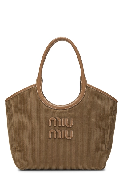 Brown Corduroy Ivy Shopping Tote Small
