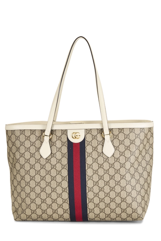 White GG Supreme Canvas Ophidia Tote Medium, , large image number 0