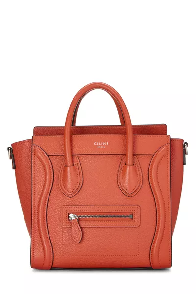 Orange Drummed Calfskin Luggage Nano
