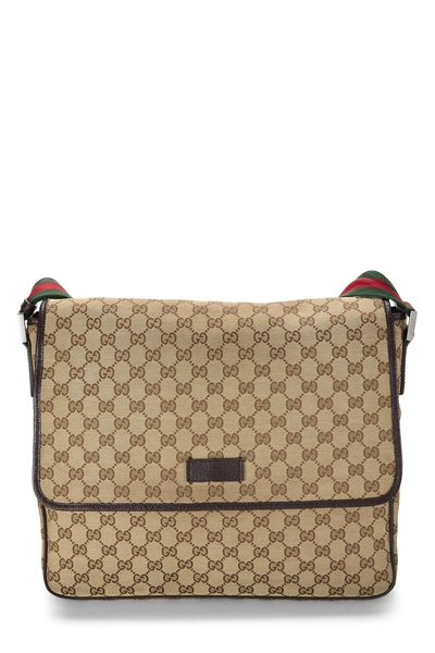 Gucci Brown Original GG Canvas Web Flap Messenger