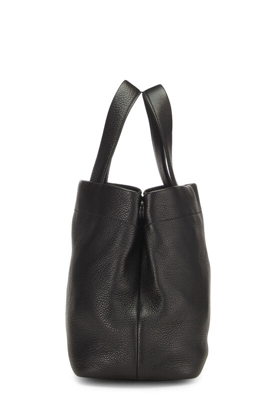 Black Vitello Daino Perforated Logo Handbag, , large image number 1