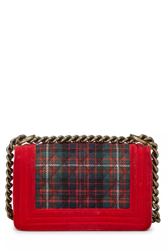 Paris-Edinburgh Red Tartan Velvet Boy Bag Small, , large image number 4