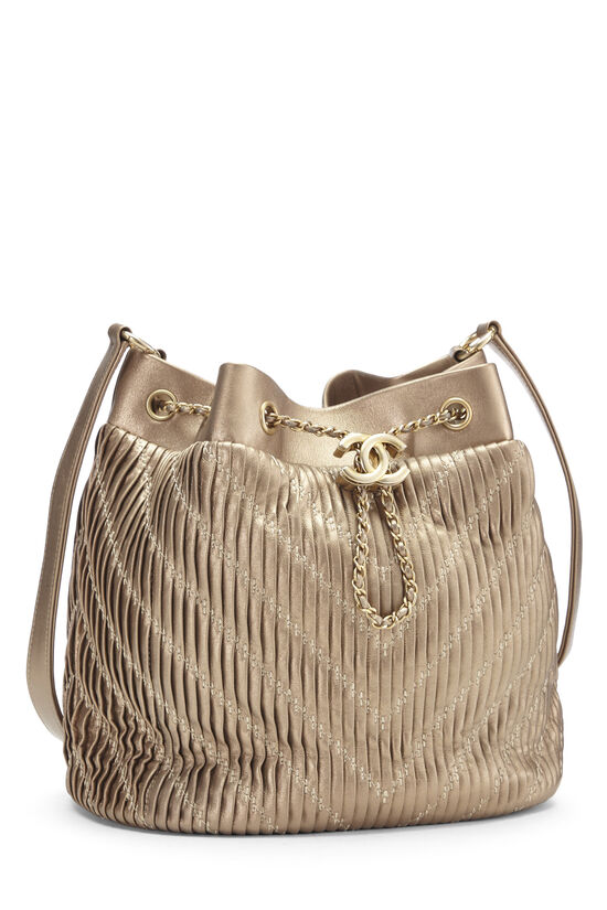 Gold Calfskin Coco Pleats Bucket Bag, , large image number 2
