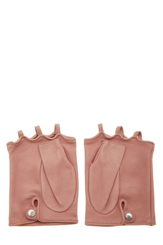 Pink Lambskin Fingerless Gloves, , large image number 2