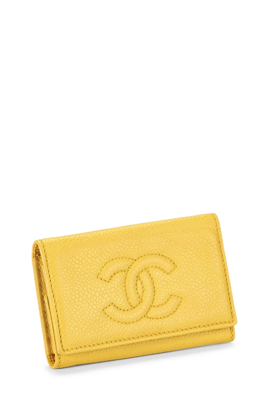Yellow Caviar 'CC' Key Pouch, , large image number 1