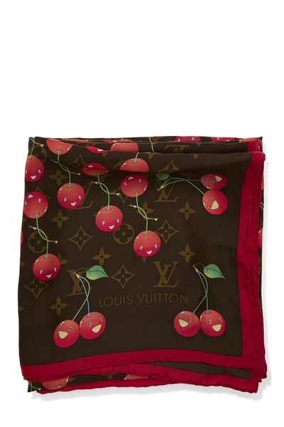 Takashi Murakami x Louis Vuitton Monogram Cherry Silk Scarf, , large