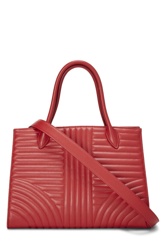 Red Calfskin Diagramme Tote, , large image number 3