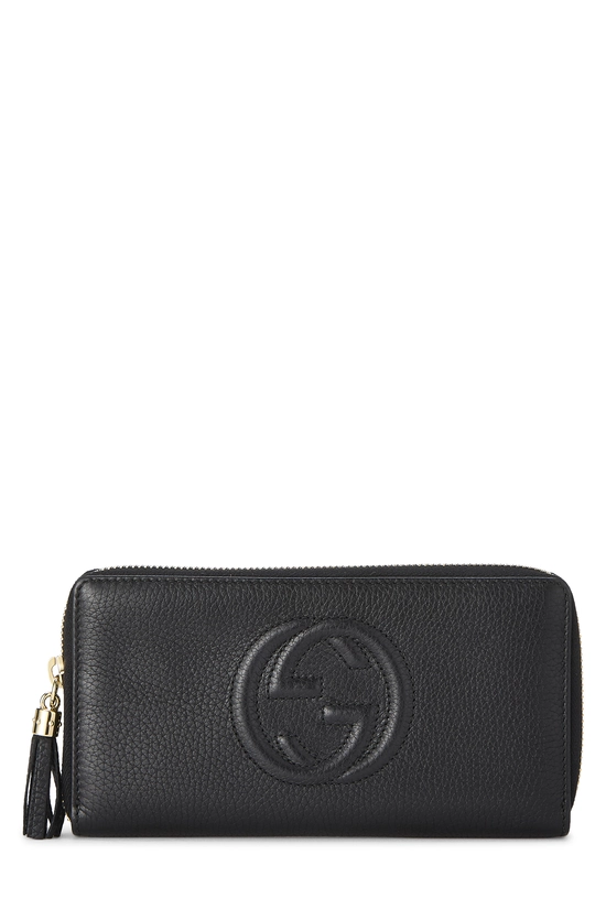 Black Leather Soho Zip Around Wallet, , large image number 0