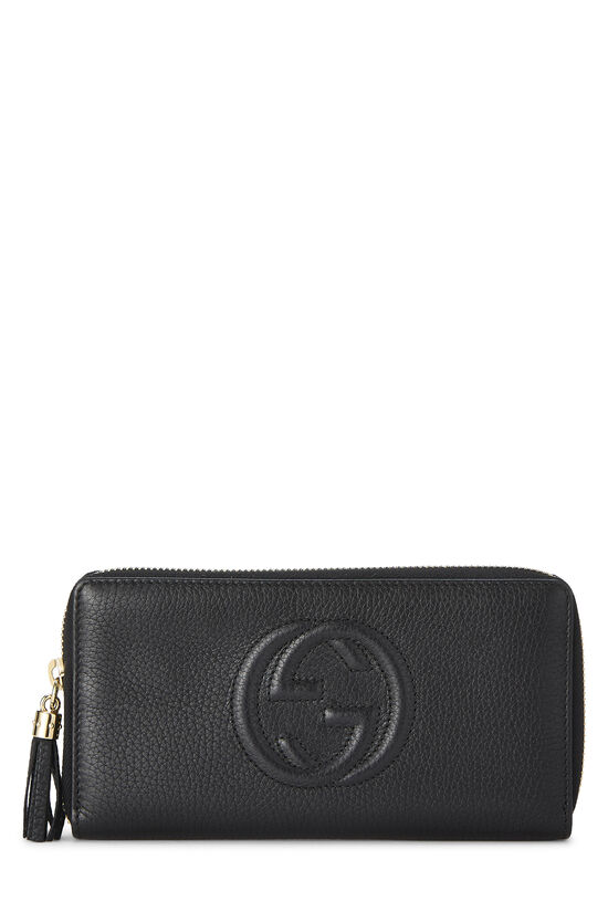 Black Leather Soho Zip Around Wallet, , large image number 0
