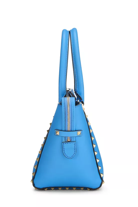 Blue Leather Rockstud Tote Bag, , large image number 2