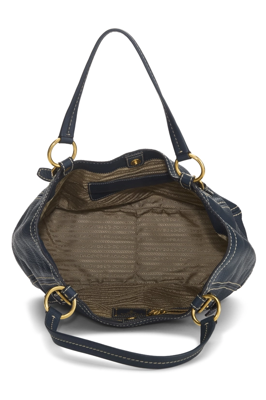 Navy Vitello Daino Sacca 2 Manici, , large image number 5