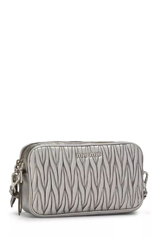 Silver Nappa Double Zip Camera Crossbody Bag, , large image number 1