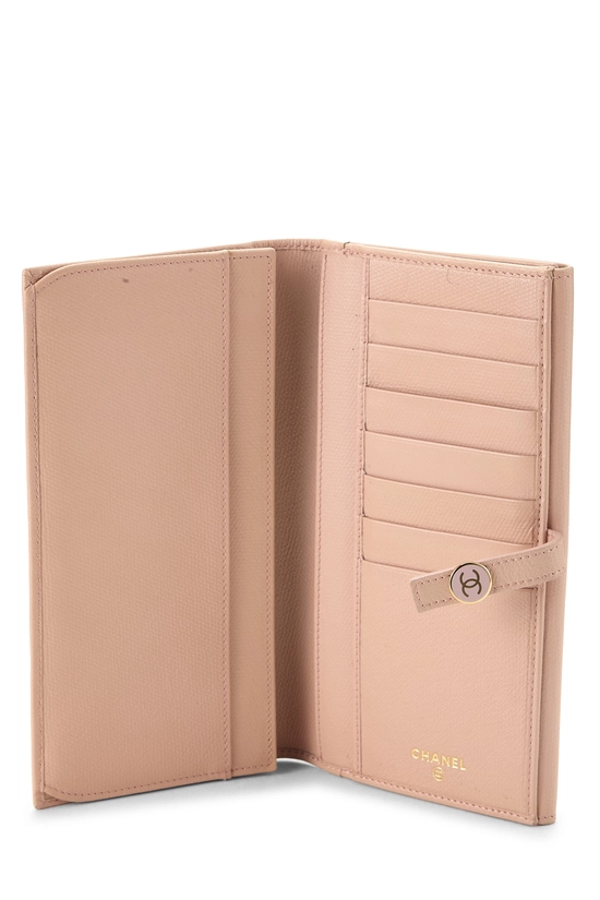 Pink Calfskin Long Wallet, , large image number 3