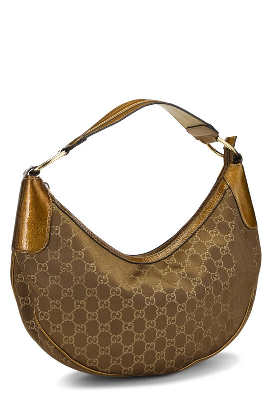 Gold Lurex Canvas Half Moon Hobo, , large image number 1