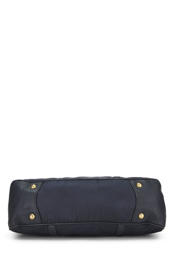 Navy Tessuto Nylon Buckle Handbag, , large image number 4