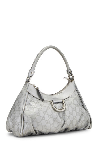 Metallic Silver Guccissima Abby Shoulder Bag Small, , large