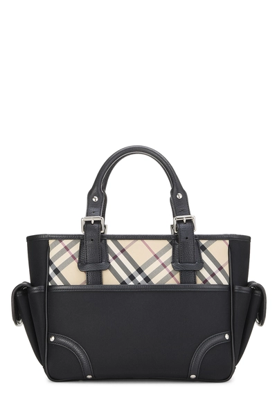 Black Nylon Check Satchel Handbag